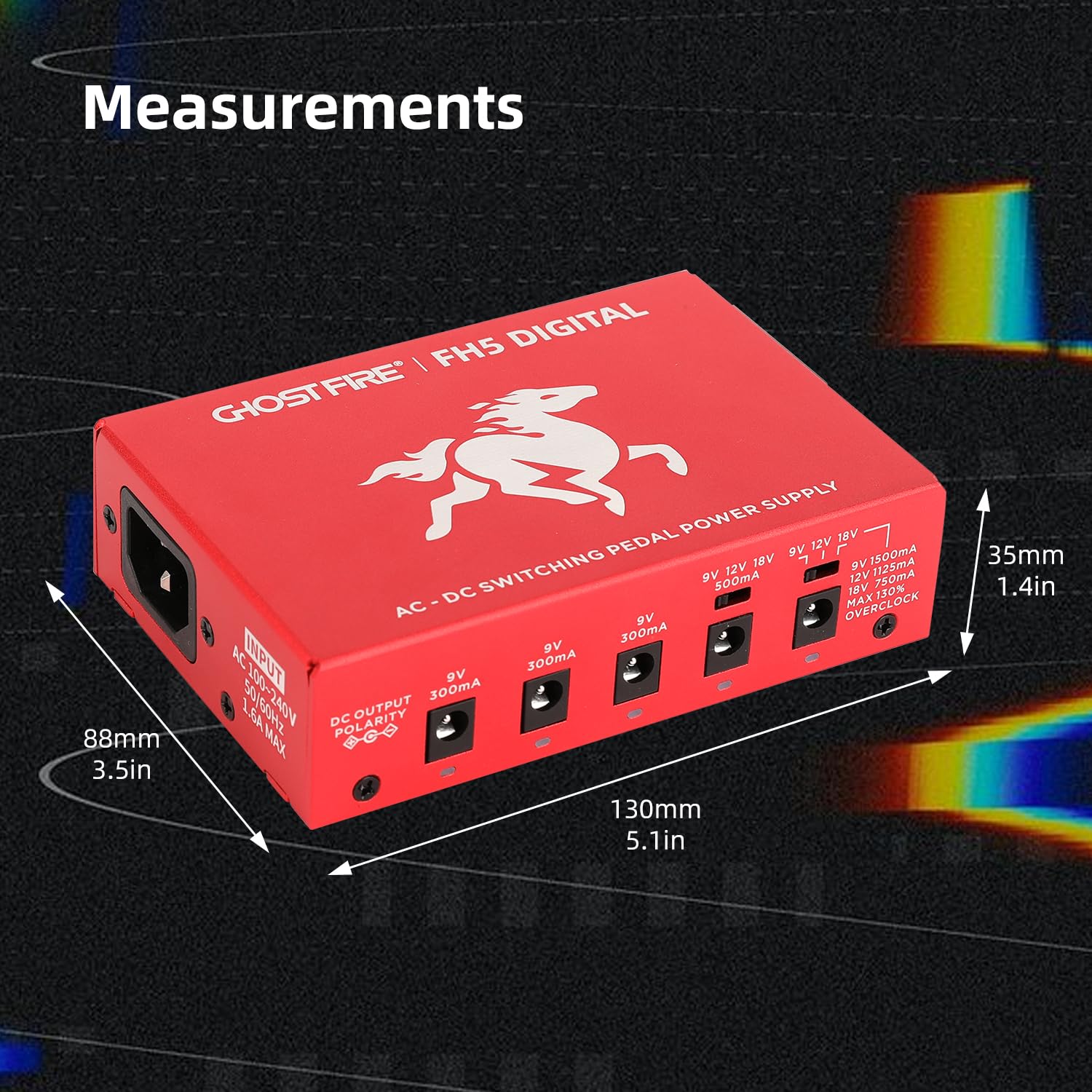 Ghost FIRE - Fuente de alimentación con pedal aislado con protección no empotrado de cortocircuito (FH5-DIGITAL)