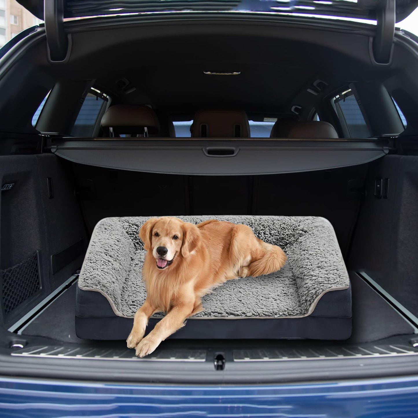 Lumewave Cama para Perro, Cama Ortopédica para Perros Extra Grandes, Cama L con Cojín Lavable, Sofá para Perros con Funda Removible y Fondo Antideslizante (Grandes Dimensiones, Gris)