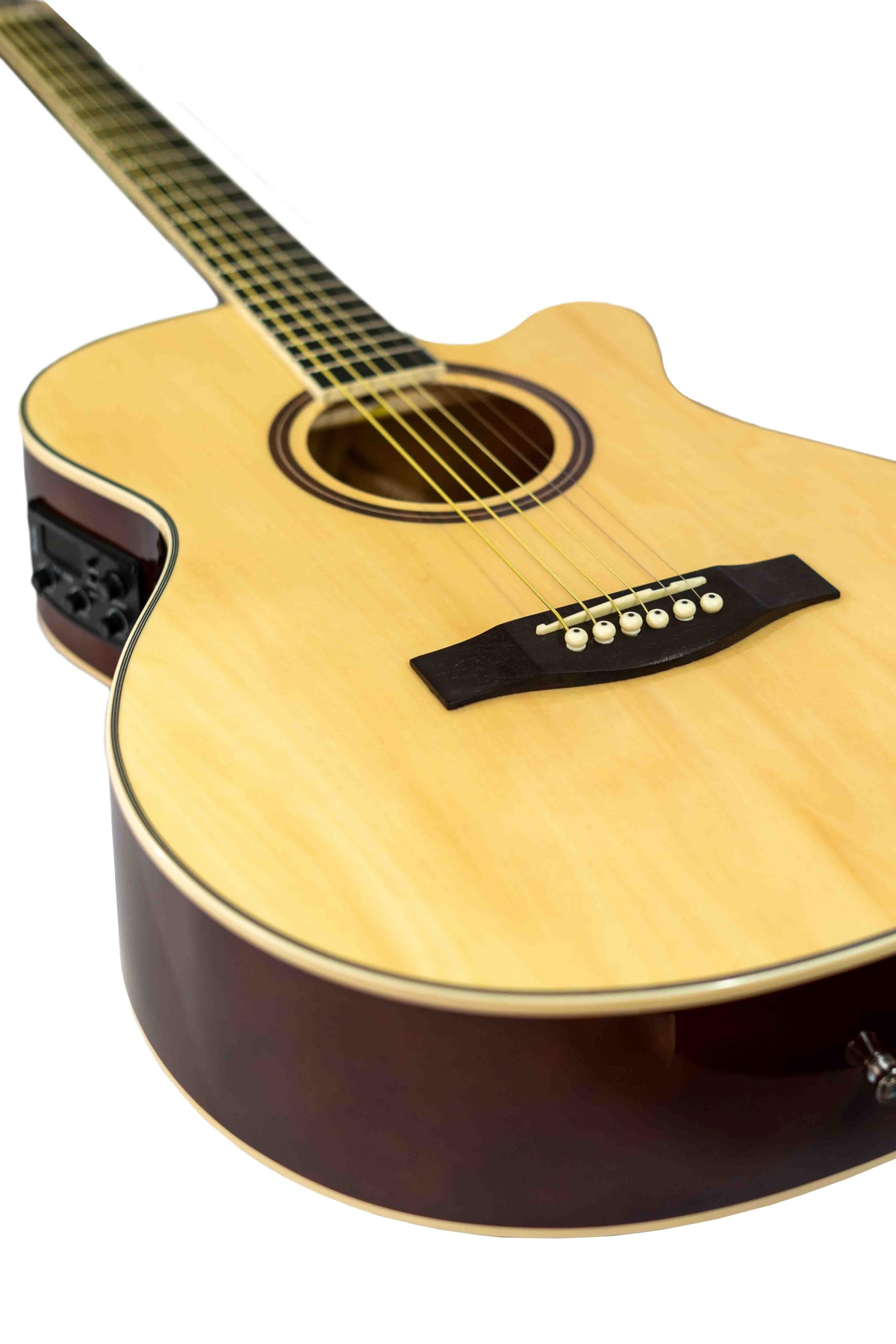 BAMBOO, Guitarra Electroacustica Natural Linden - Incluye Funda - Guitarra Acustica con corte y equalizador para principiantes.