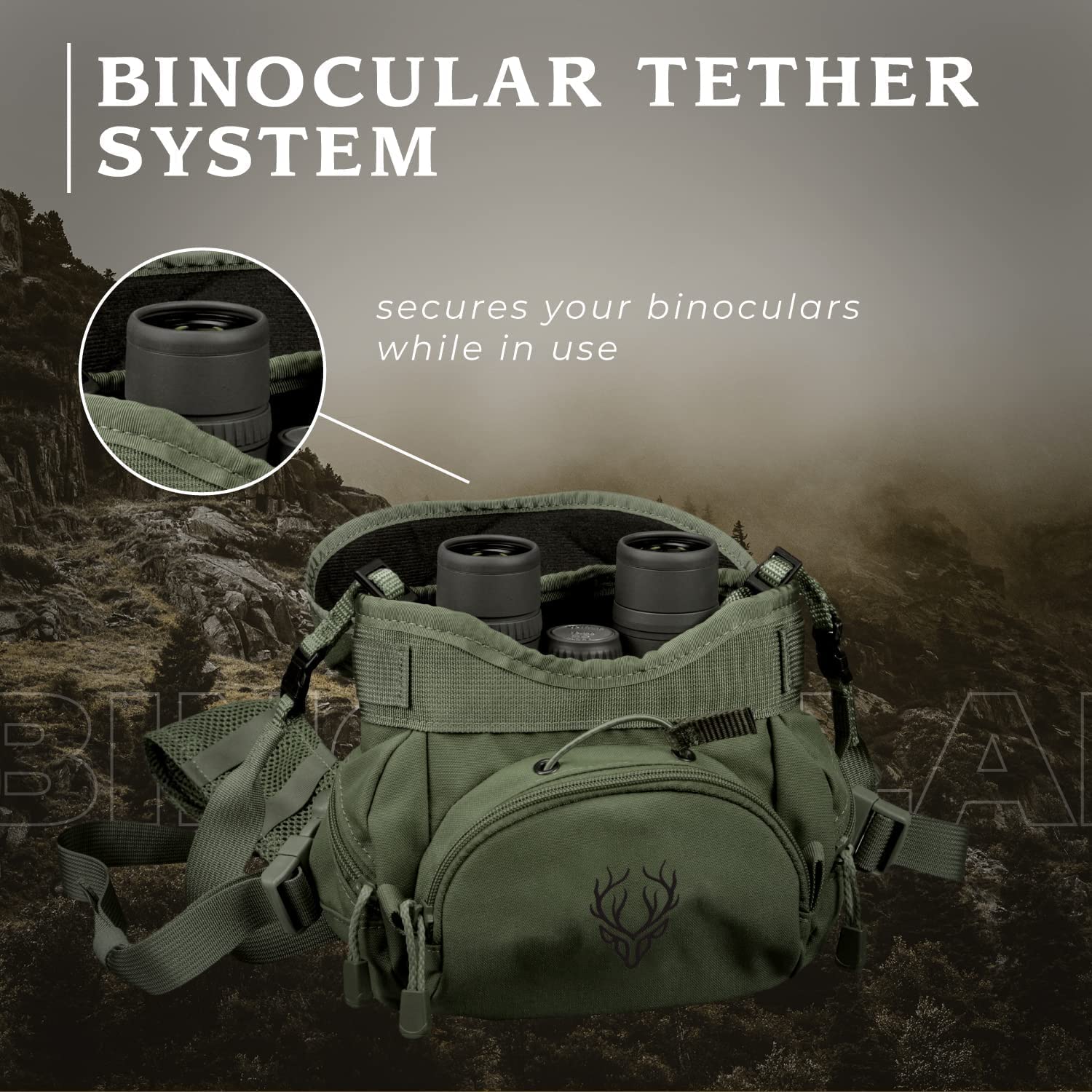 Arnés Binocular Bino Negro Ideal para Cazar y Senderismo para Hombre y Mujer