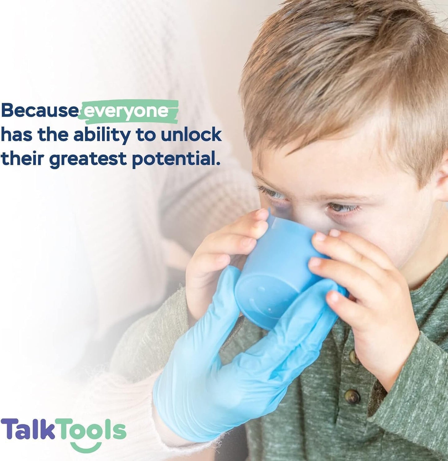 TalkTools® Copa de Terapia de Corte para Dysphagia, Oral Motor y Necesidades Especiales - Asistente de Bebida para Terapia del Habla y Soluciones de Alimentación (3 oz Azul, 2-Pack)
