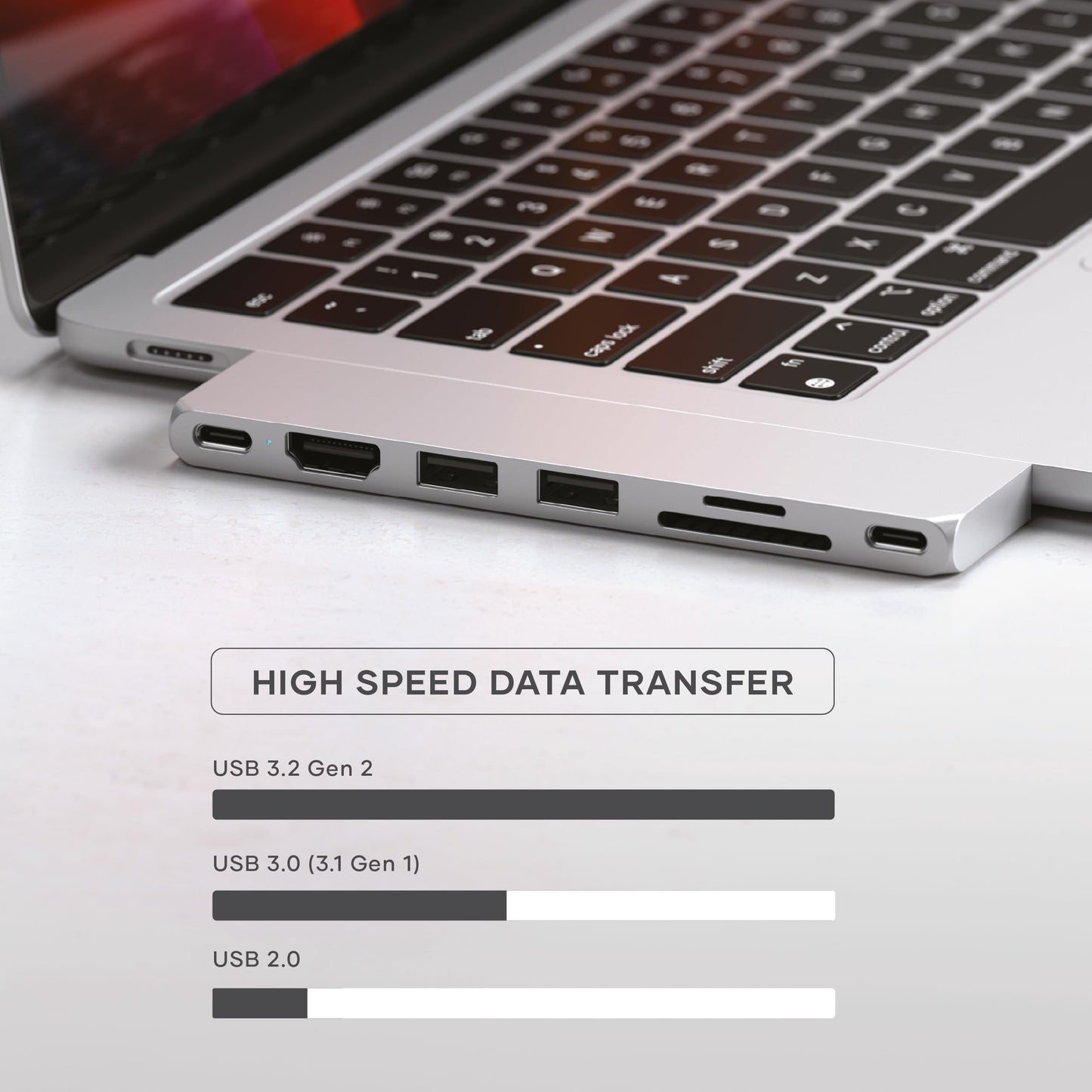 Hub USB C Satechi Plateado Multiadaptador Pro Slim 7 en 1 con Carga 100W y HDMI 4K para MacBook Air/Pro