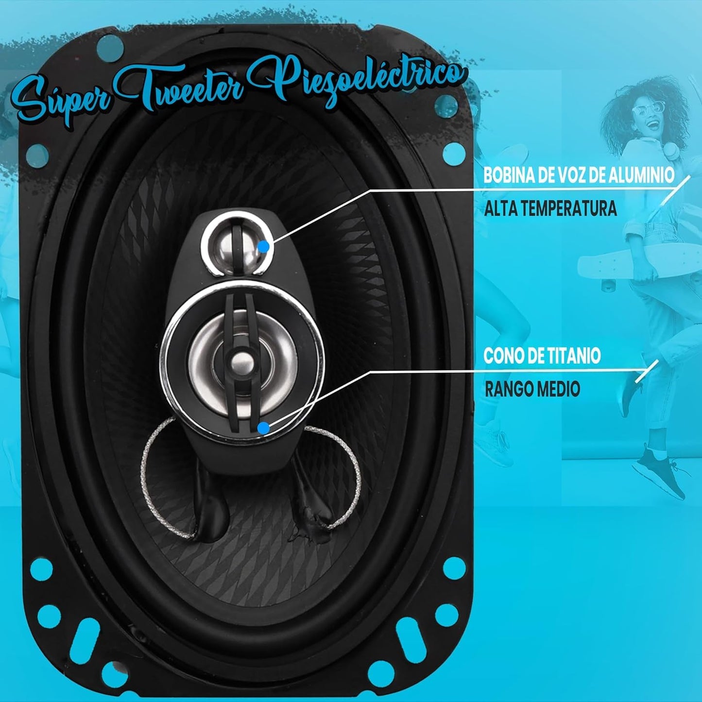 Pyle Par de Bocinas Estéreo para Automóvil 5" x 7", 300W, 3 Vías, Altavoz Triaxial de Audio Profesional para Automóvil, Componente de Reemplazo Rápido Universal para Montaje en Puerta/Panel Lateral