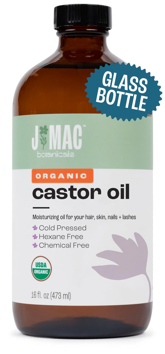 Mosole J MAC BOTANICALS Organic Castor Oil (Glass Bottle, 16 oz)L8