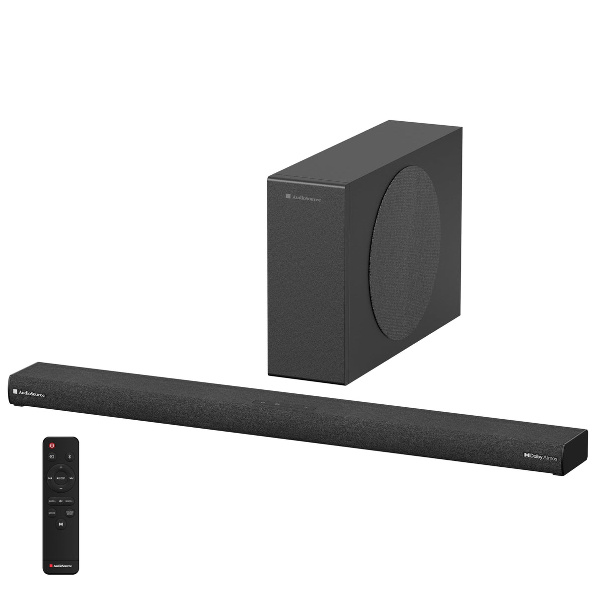 Barra de Sonido Audiosource Negra con Subwoofer Inalámbrico y Dolby Atmos para Smart TV