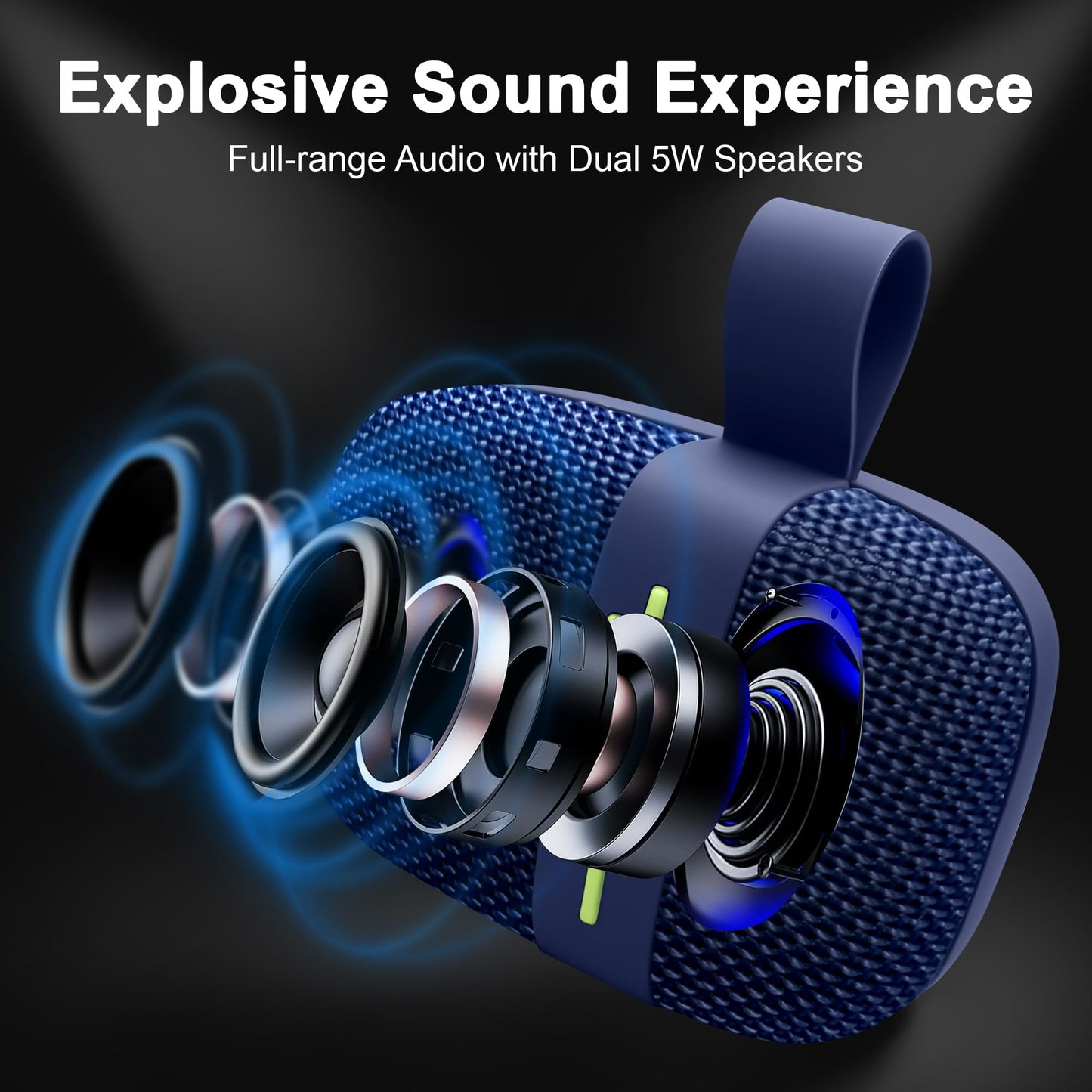 Fisher - Altavoz Bluetooth portátil, IPX5 impermeable, 10 W de potencia máxima Bluetooth estéreo con sonido HD, tiempo de reproducción 6H, BT 5.3, radio FM, electrónica inalámbrica, para piscina