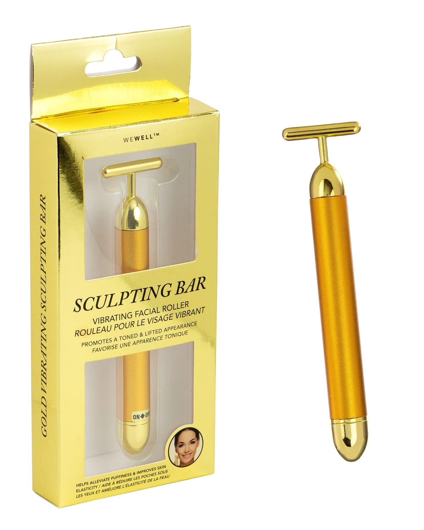 WEWELL Gold Sculpting Bar Vibrating Facial Roller