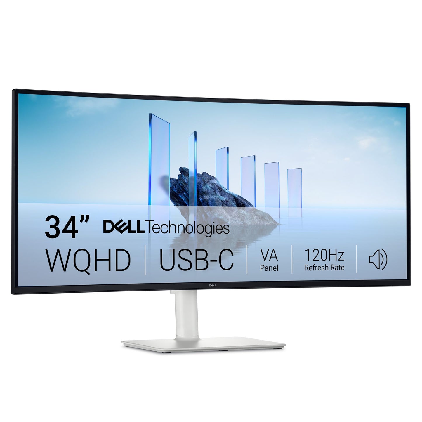 Monitor curvado Dell 34 Plus USB-C - S3425DW - 34 pulgadas (3440 x 1440) hasta 120 Hz visualización 21:9, panel VA, AMD FreeSync Premium, 99% sRGB, 95% DCI-P3, altavoces integrados, relación de