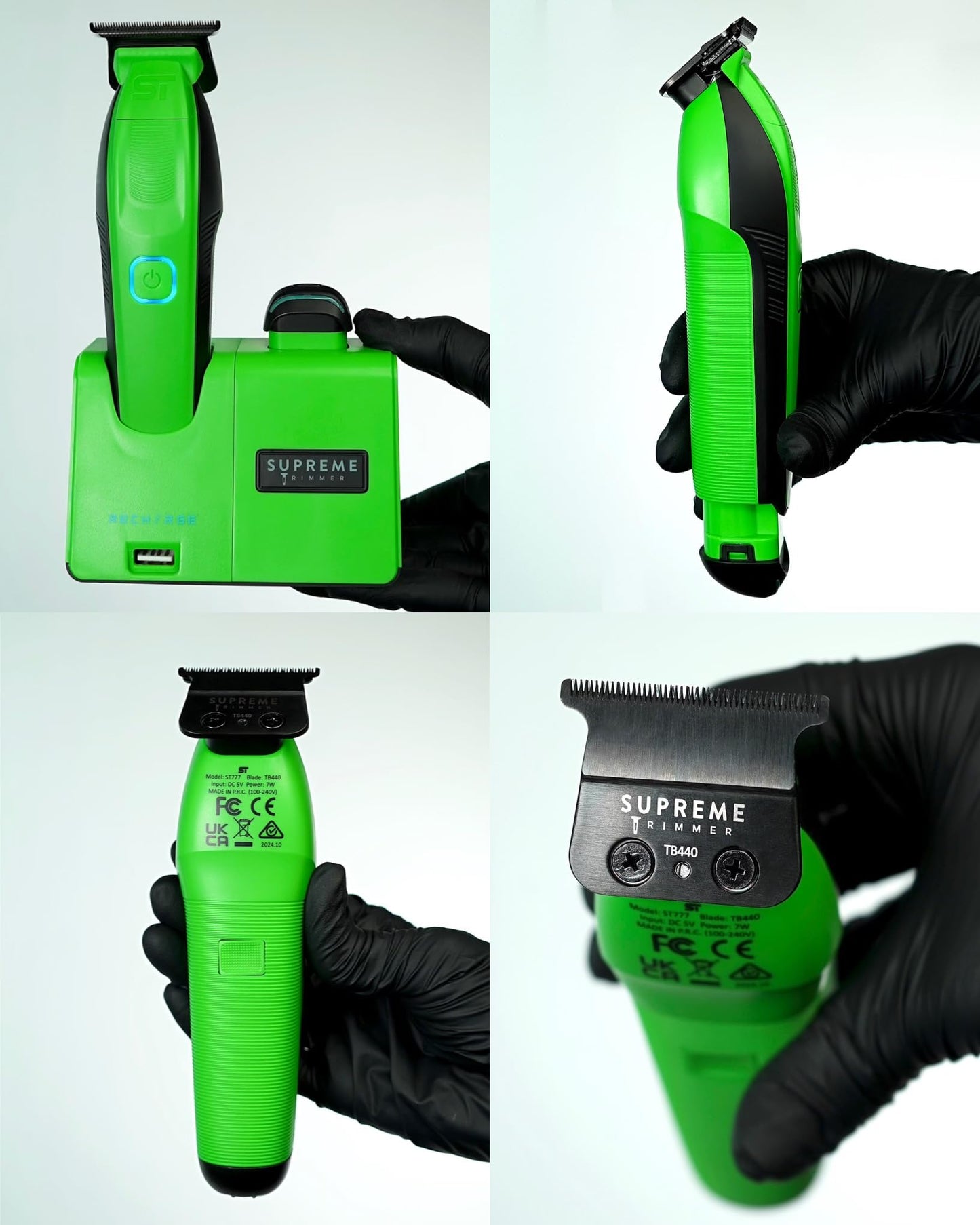 Recortadora Profesional Supreme Trimmer Negra Motor Fuerte con Baterías Extraíbles para Barberos