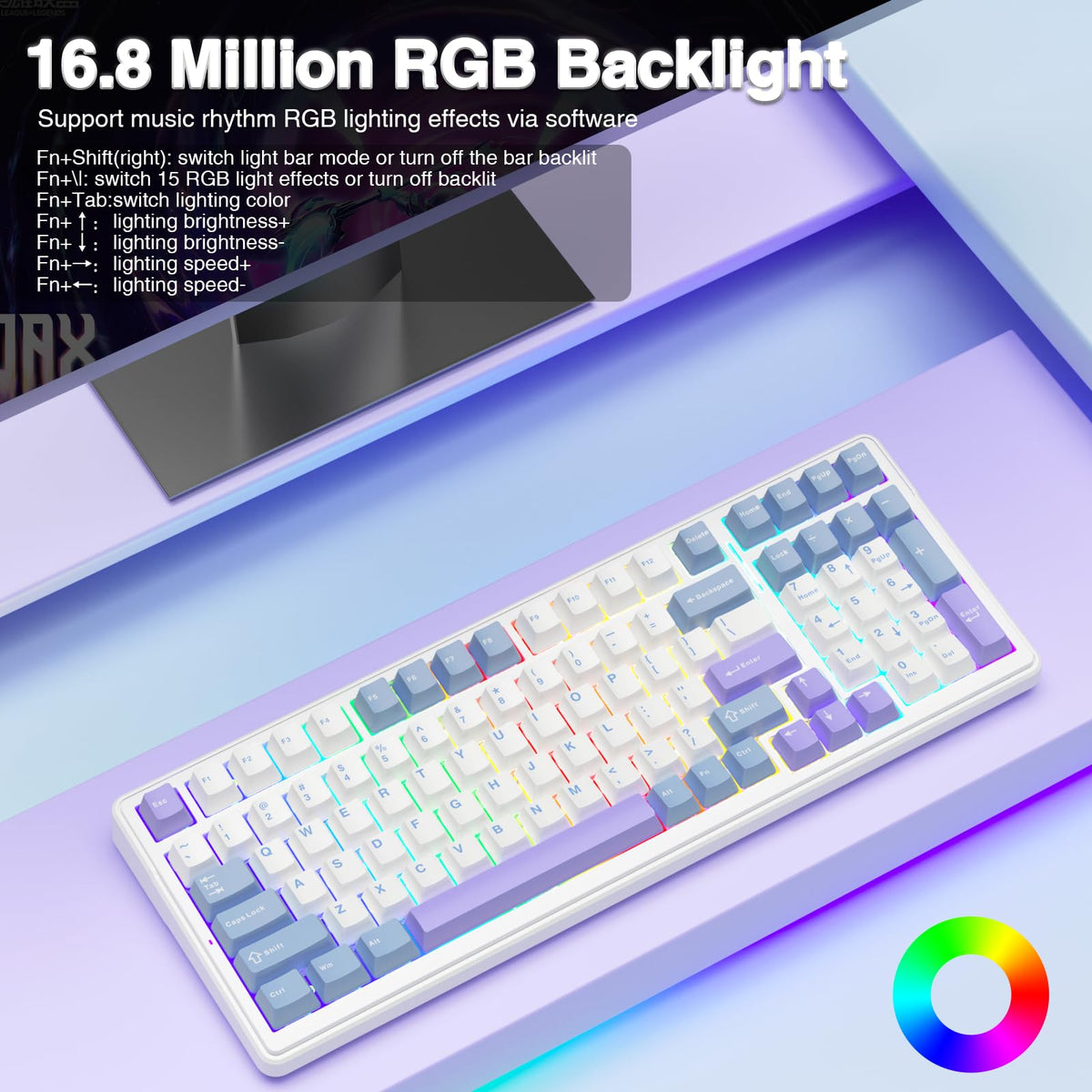 Teclado Mecánico Inalámbrico Aula F99 RGB Personalizable para PC/Tablet/Xbox/PS4/PS5
