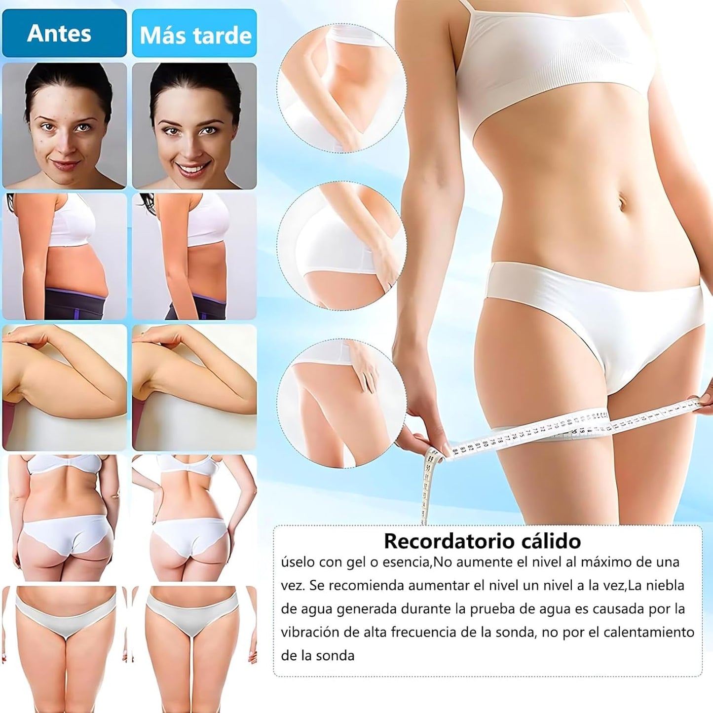 Masajeador 3 en 1 para Celulitis Cavitación y Radiofrecuencia Corporal y Facial para Salones y uso Doméstico