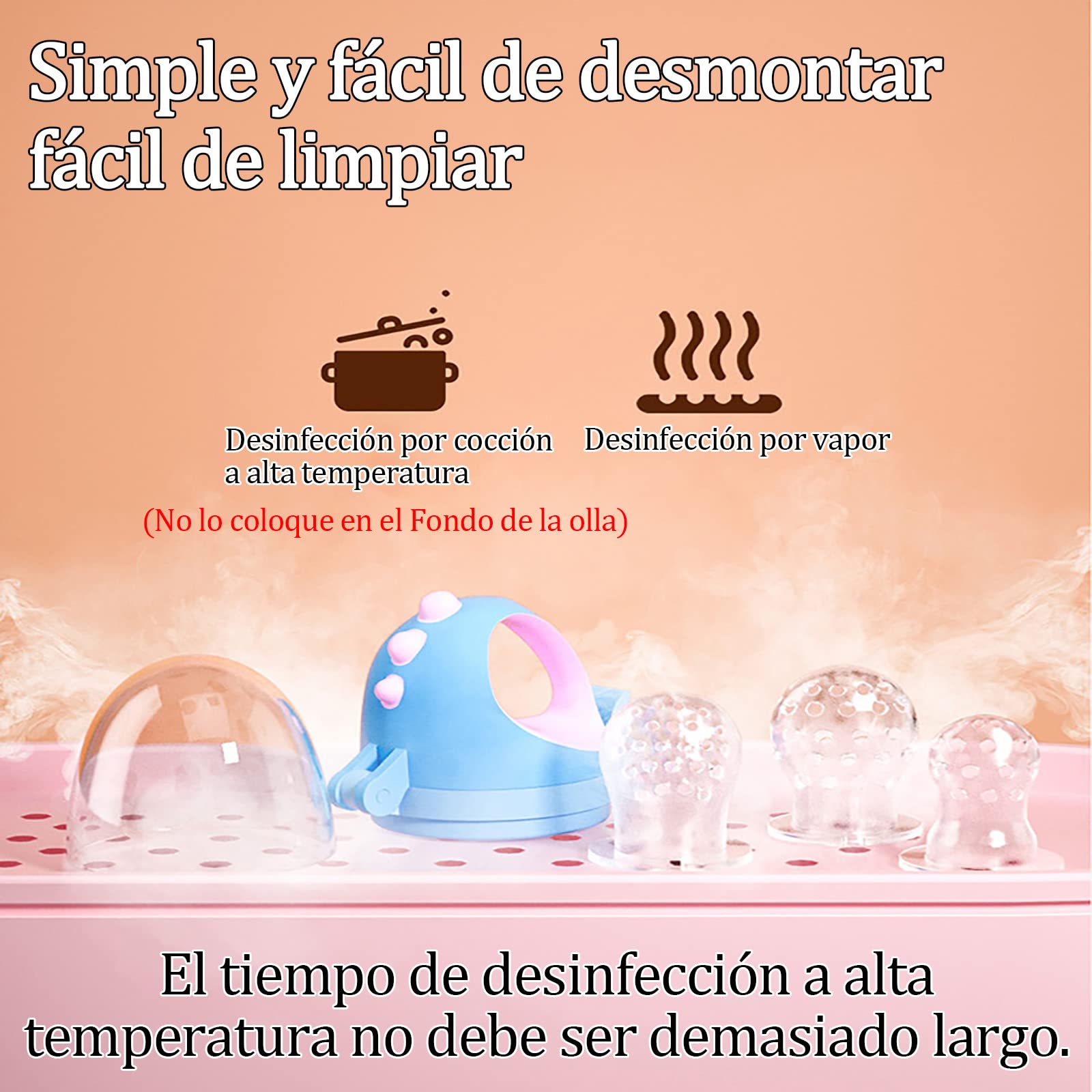 Baby Food Feeder Juego, Chupón para frutas Fruta Y Papilla con Seguro Y Tapa, Chupón Alimentador para Bebé. Chupones/Chupetes Ergonómicos para Frutas. Chupete de silicona 3 Piezas Tamaños S M L