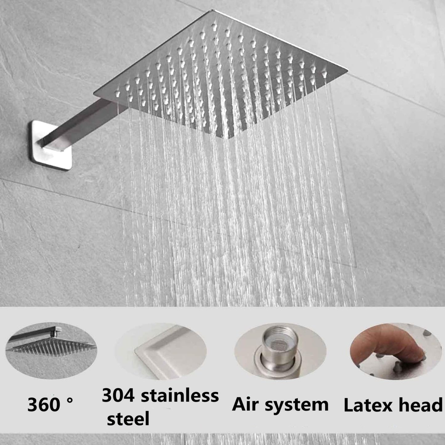 Sistema de Ducha TEKXDD Acero Inoxidable Alta Presión con Cabeza de Lluvia y Ducha de Mano