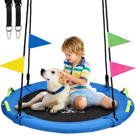 HeyZoo - Columpio de árbol, platillo volador de 40 pulgadas para niños, capacidad de peso de 900 libras, con correas ajustables para colgar, juegos de columpio para patio trasero y patio al aire