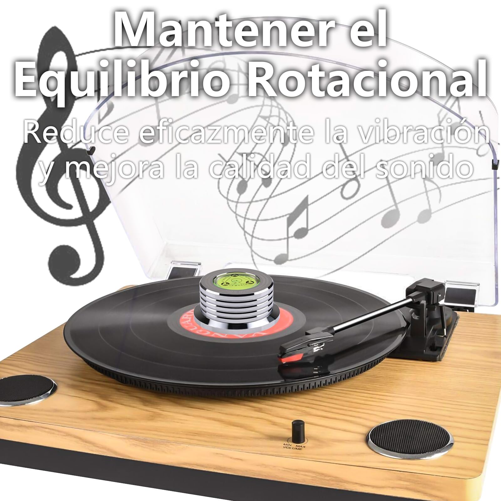 Estabilizador de Discos de Vinilo UTHBVSVK Aluminio con Nivelación de Burbujas y Medición de Velocidad