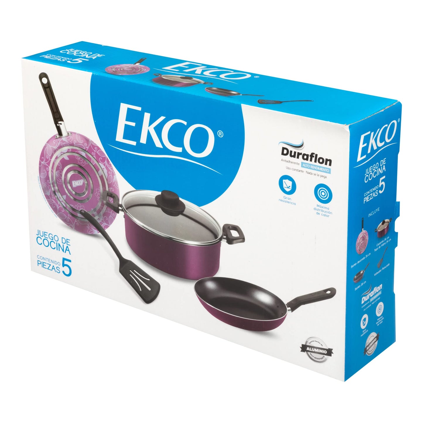 Batería de Cocina Ekco Violeta Antiadherente 5 Piezas