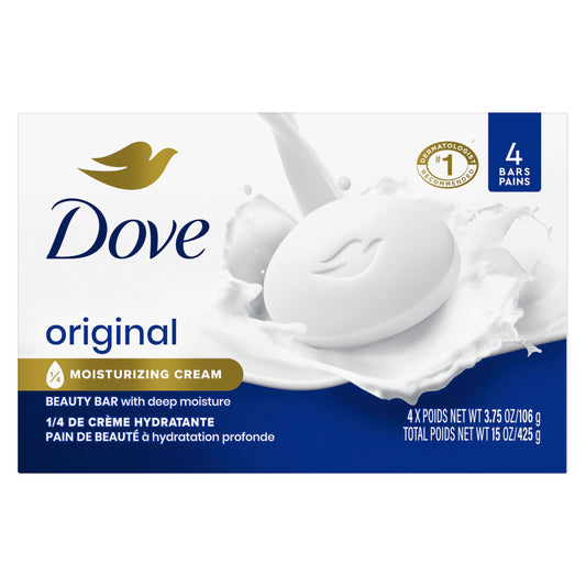 Dove Beauty Bar, White 4 oz, 4 Bar