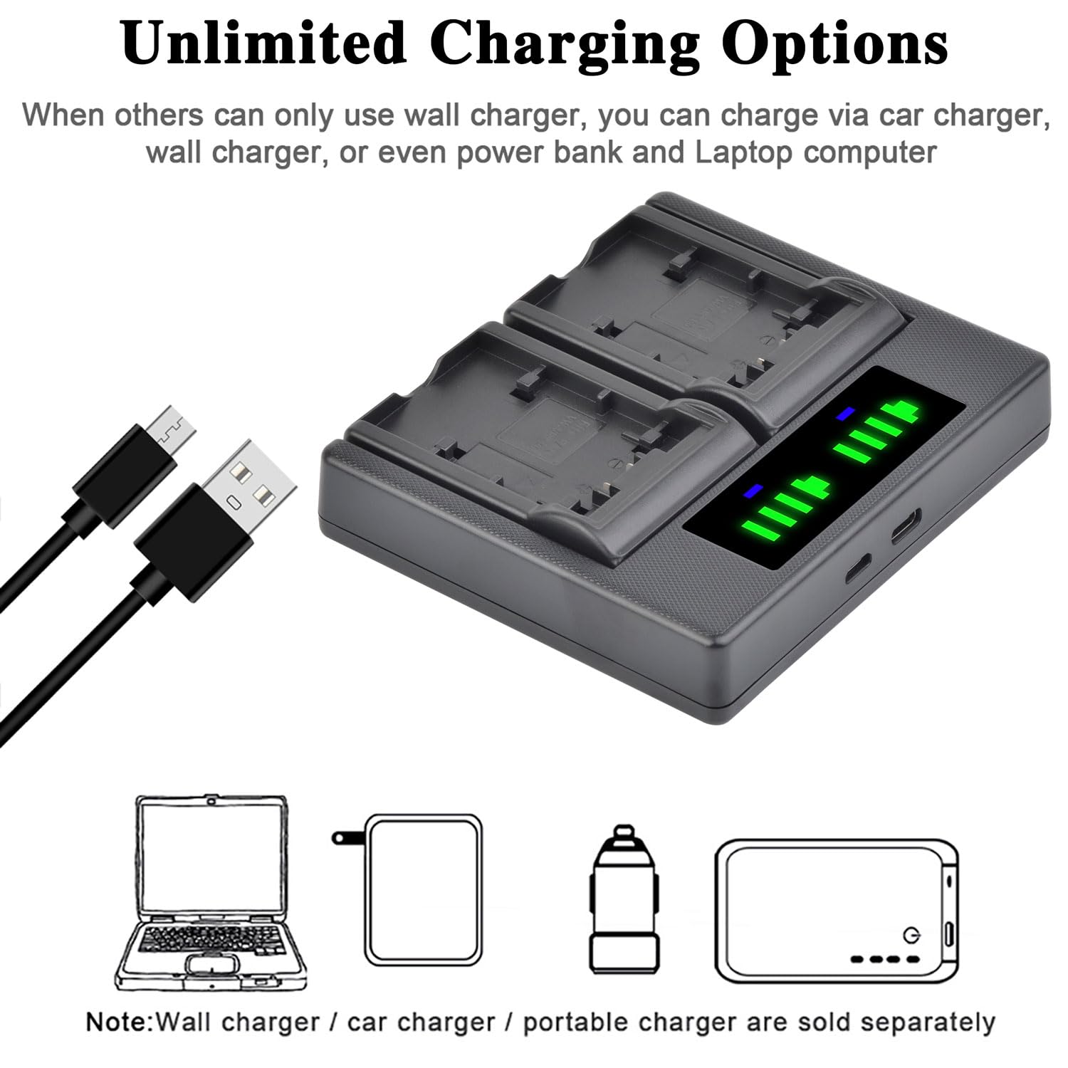 Batería Batmax VW-VBT380 VW-VBT190 Negro con Cargador USB Dual para Panasonic HC-V210 HC-V250 HC-V380 HC-V510 HC-V520 HC-V550 HC-V710 HC-V720 HC-V750 HC-V770 HC-VX870 HC-VX981