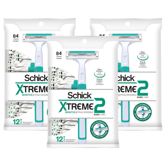 Schick ST2 Disposable Razor, Sensitive for Men, 12-Count Packages (Pack of 3)