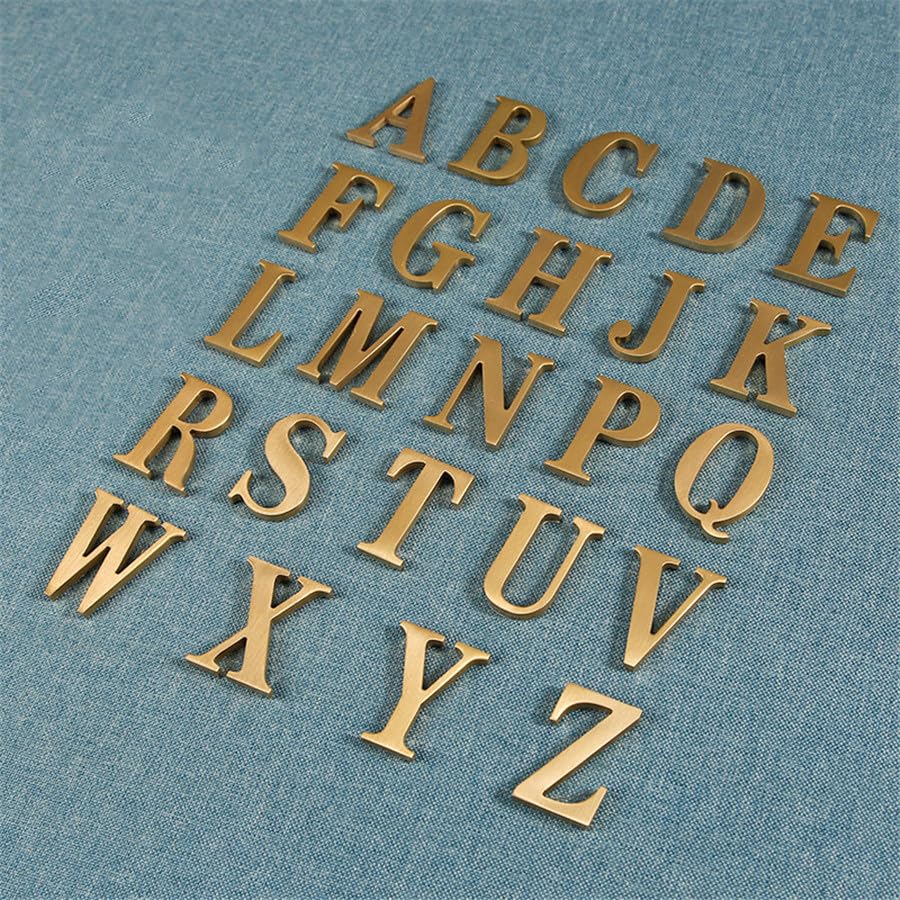 BWRMHME - calcomanía de latón de 2.6 pulgadas, letras inglesas, letras del alfabeto de metal, letras y números autoadhesivos, señalización de dirección de casa, números de puerta, herramientas de