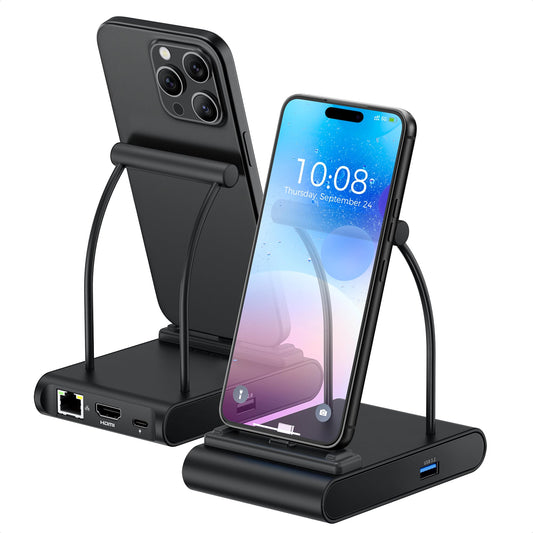 Cable Matters 5 en 1 iPhone 16/15 USB C Hub HDMI 4K@60Hz, estación de acoplamiento para iPad con Gigabit Ethernet, puerto USB-A 3.2, PD de 100W, soporte USB C Hub para iPhone 16/15 Pro Max, iPad Pro,