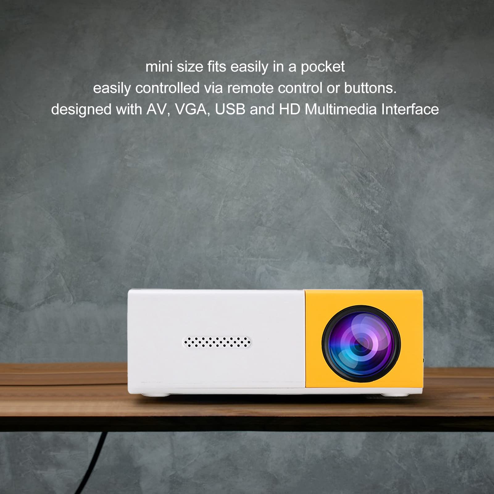Mini Proyector Portátil FHD 1080P Compatible con AV VGA USB HDMI para Cine en Casa