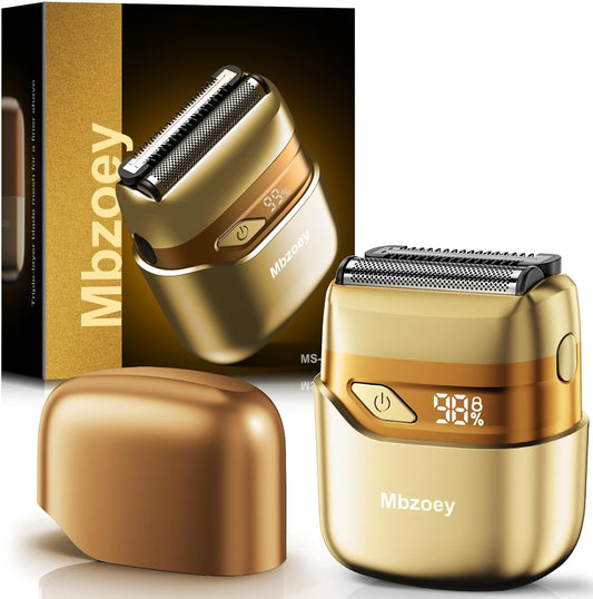 Afeitadora Eléctrica de Lámina Compacta Dorado Claro con Pantalla LED e Impermeabilidad IPX7 para Hombre