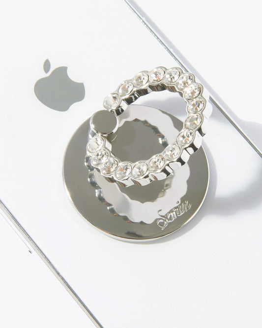 Anillo de Cristal Sonix Plateado Transparente Adornado con Diamantes de imitación
