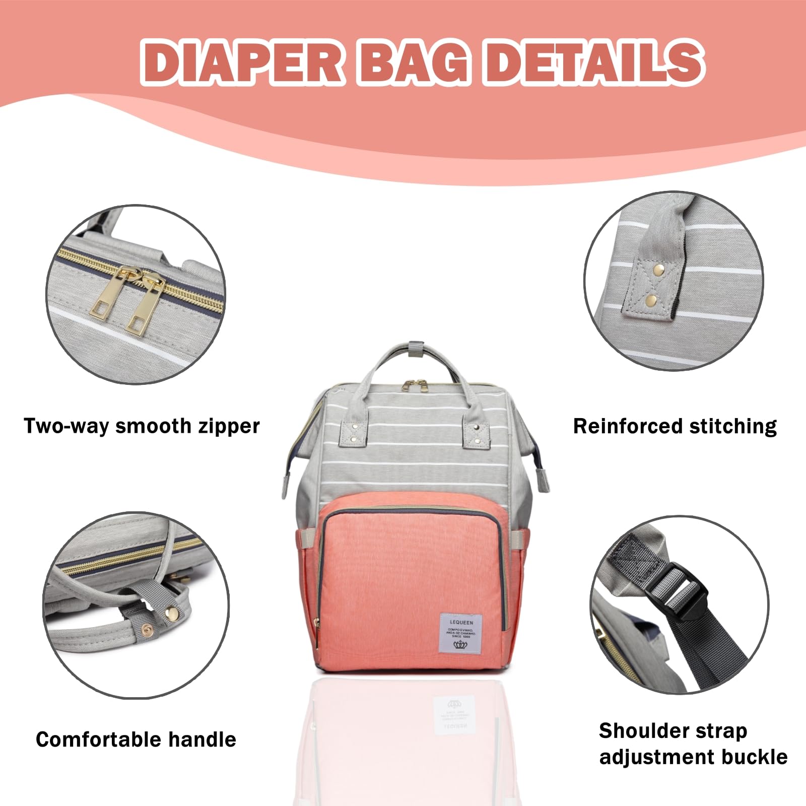 Armbq - Bolsa de pañales multifunción impermeable para mamá, esencial para bebé, mochila de viaje, Amarillo, Large, Mochilas de viaje