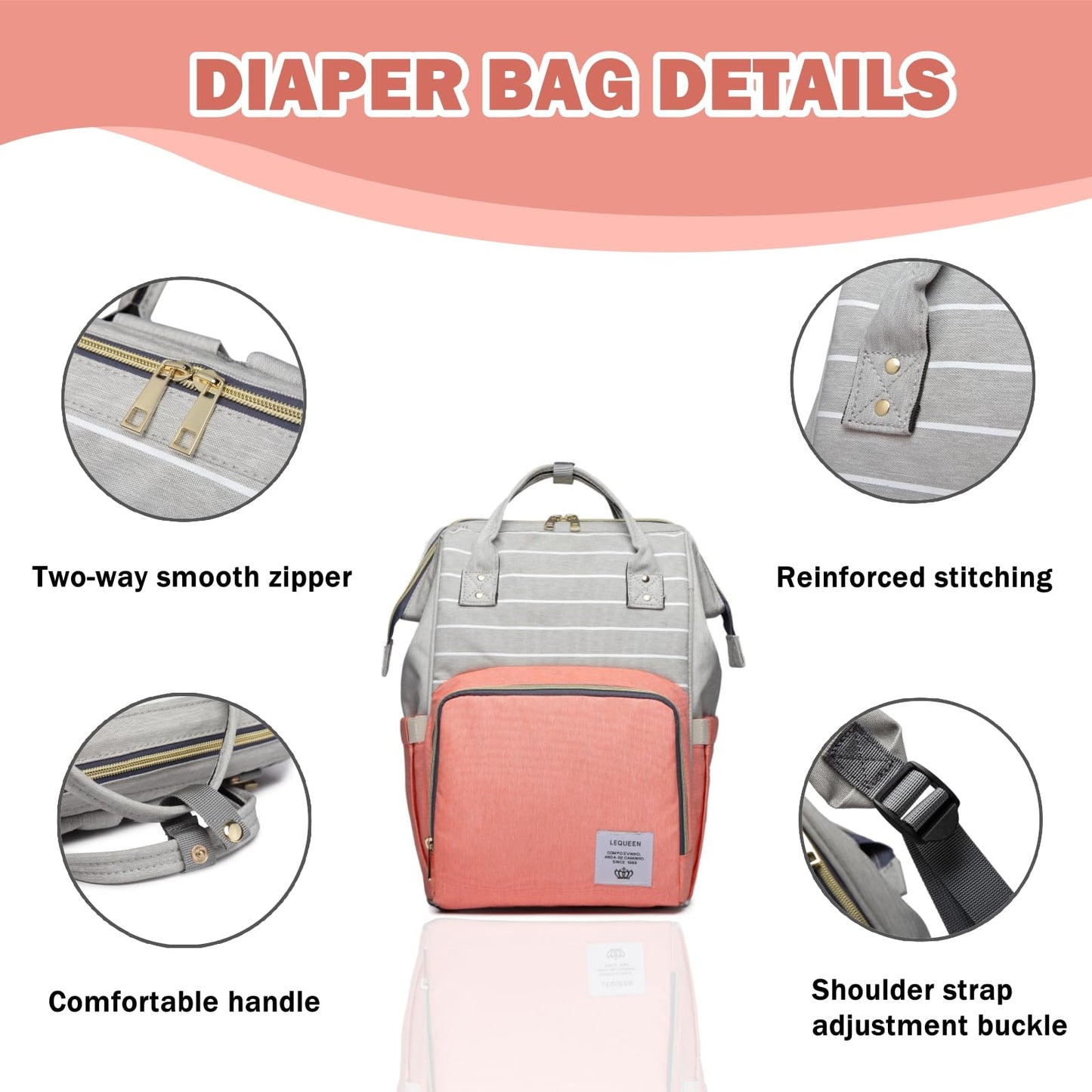 QIXINGHU Multi-Function Diaper Bag for Baby Care Travel Backpack Nappy Bags Handbags Large Capacity purple, SIZE(LWH):10.68.315.7in