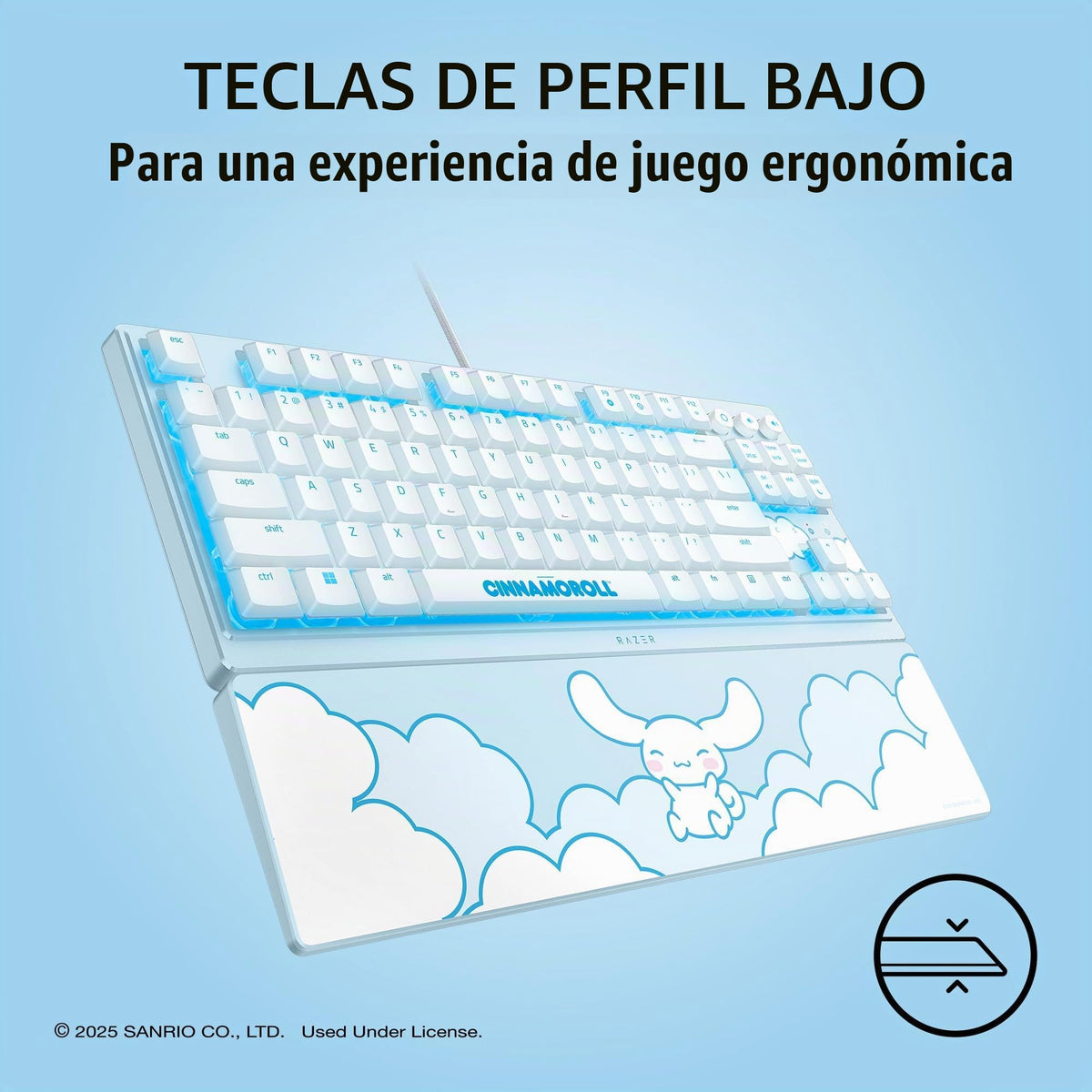 Teclado Gaming Razer Ornata V3 TKL Cinnamoroll Edition Iluminación RGB y Teclas de Perfil Bajo