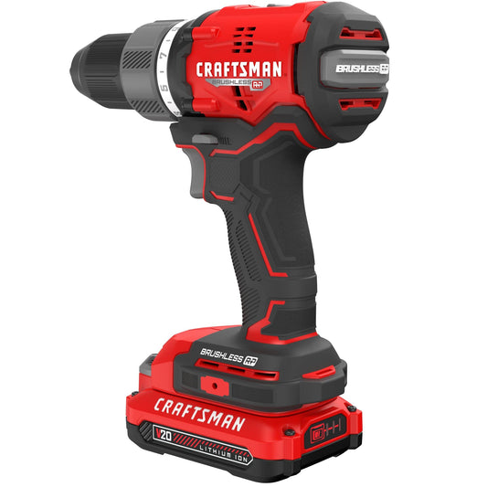 CRAFTSMAN RP+ Kit de taladro/driver inalámbrico, con 2 baterías y cargador, sin escobillas (CMCD713C2)
