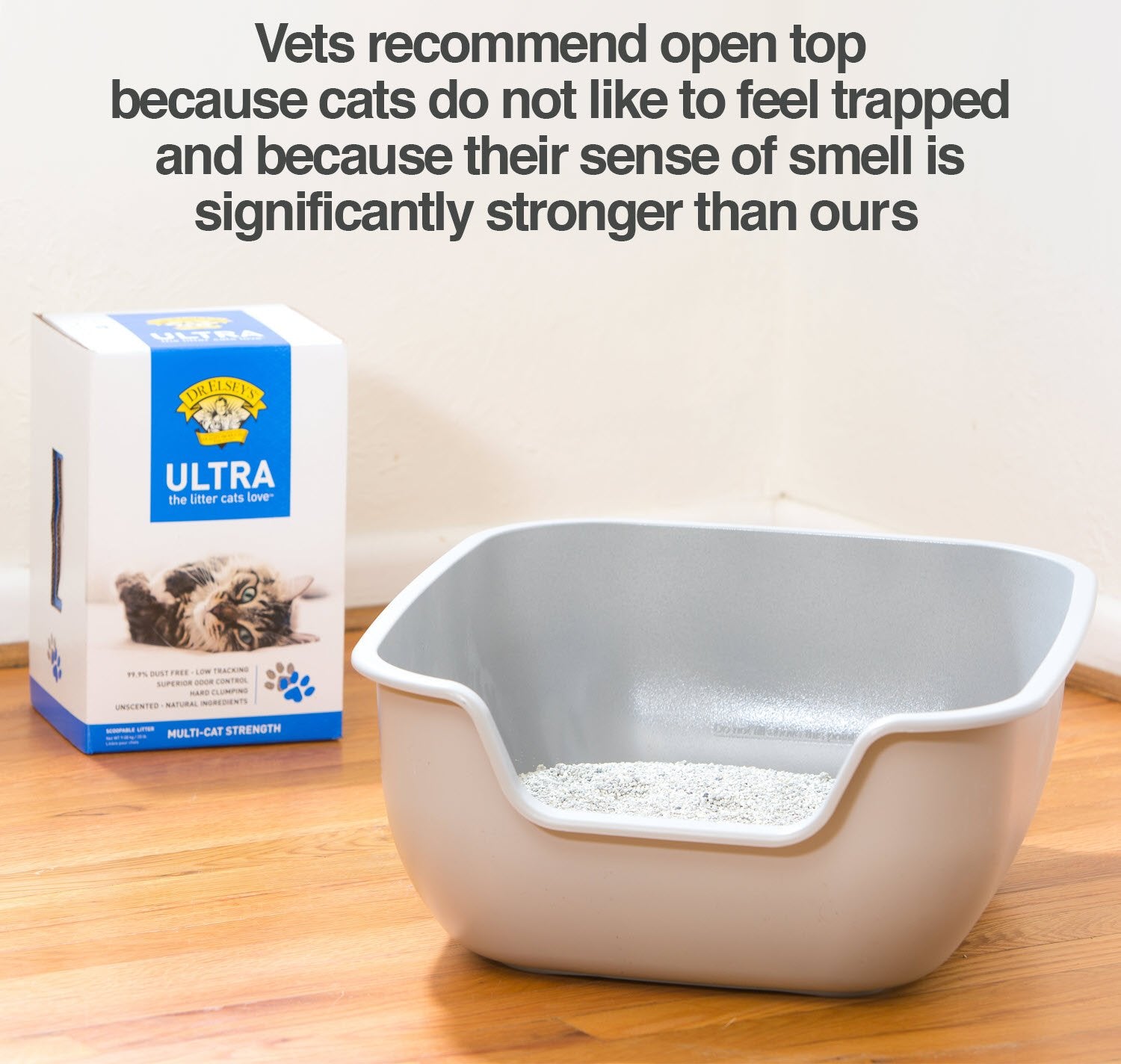 Caja de Arena Grande PetFusion Gris AntiAdherente para Mascotas
