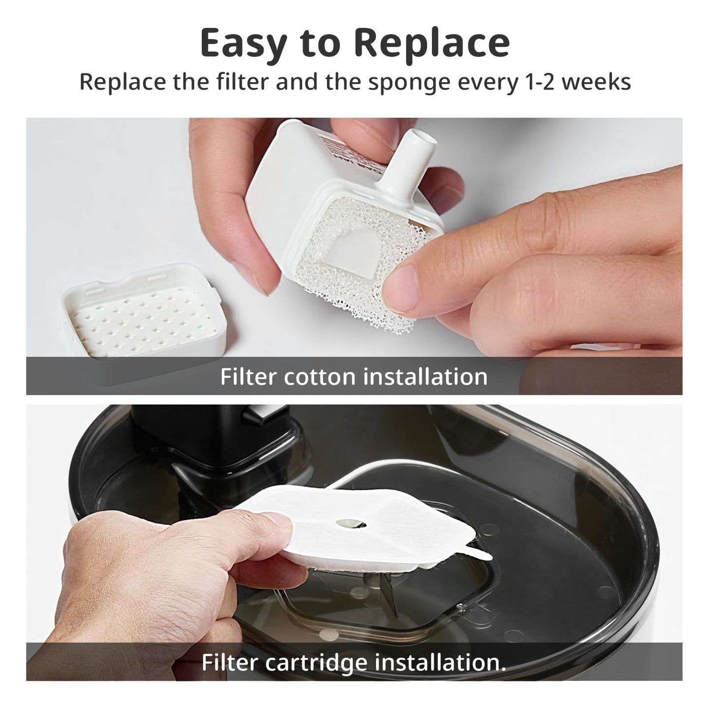 ITSCUTE Filtro y esponjas 18+18 para Smartoo 168 onzas/4.5L Fuente de agua inalámbrica para gatos, triple filtración de repuesto