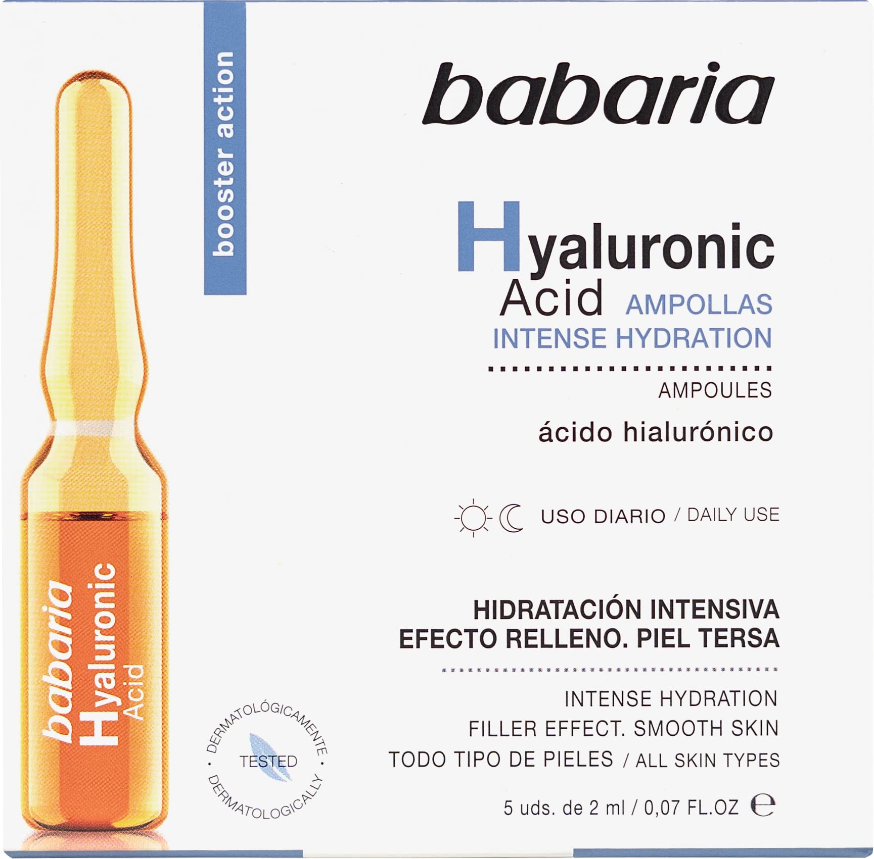 Babaria Ampollas Facial AC Hialuronico, 5 Unidades, Blanco, 2 Mililitros