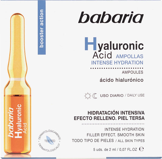 Babaria Ampollas Facial AC Hialuronico, 5 Unidades, Blanco, 2 Mililitros