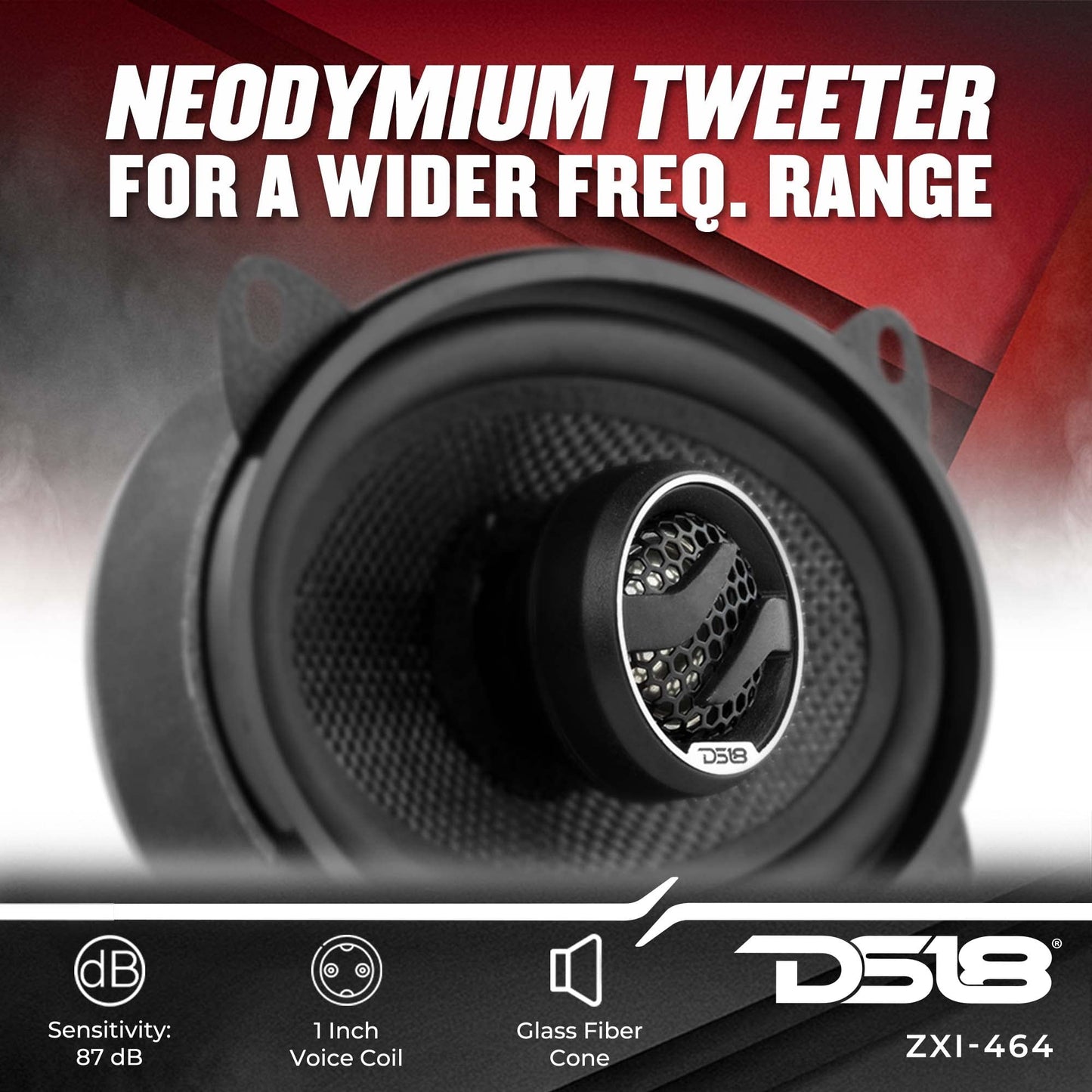 DS18 ZXI-464 Elite - Altavoces coaxiales de Audio para Coche de 2 vías con Cono Kevlar 120 vatios 4 ohmios (2 Altavoces)