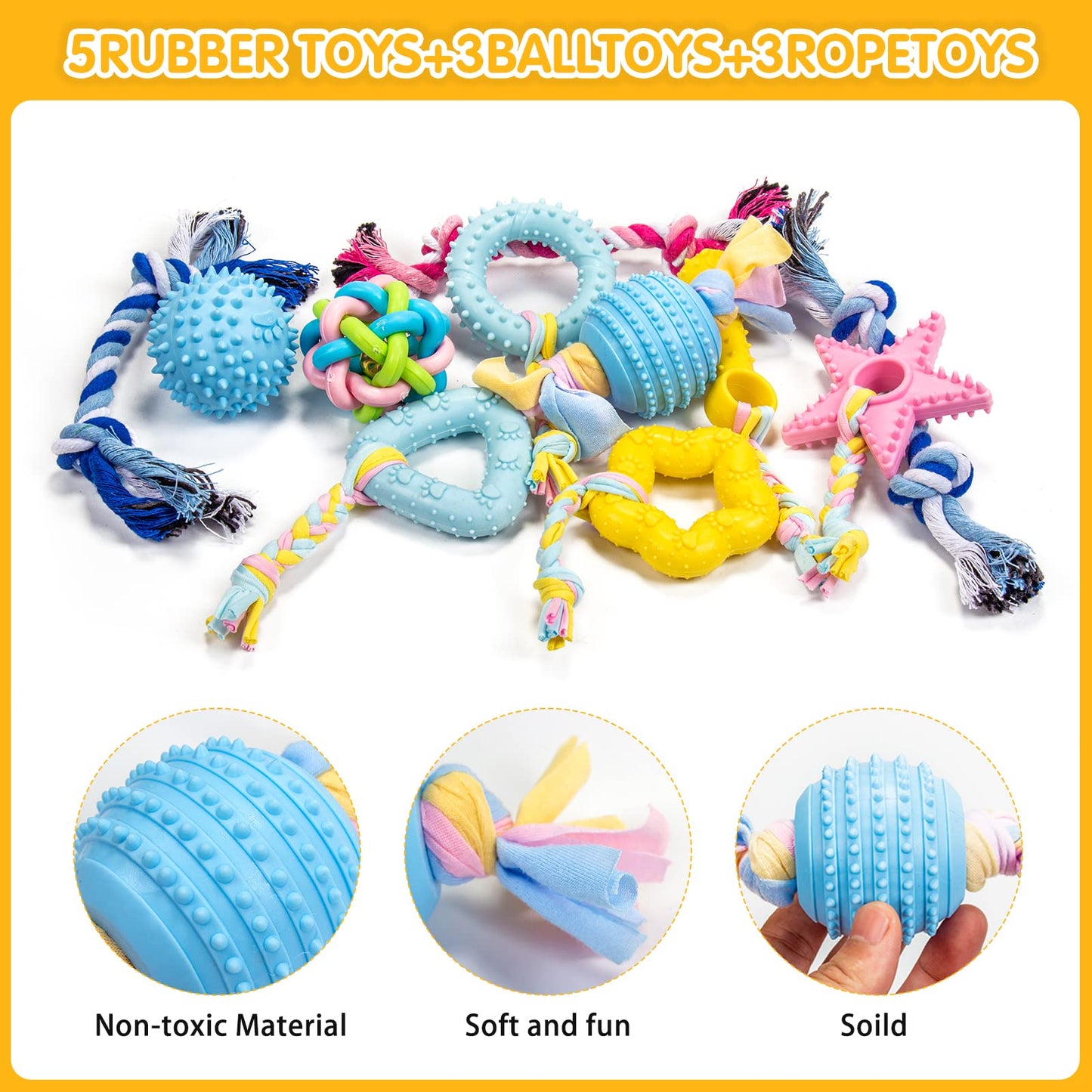 Juguetes chirriantes para perros pequeños y medianos, 18 unidades, cuerda de peluche con juguetes de goma a granel, juguete de peluche seguro para masticar y dentición. (18 piezas de juguete para perros)