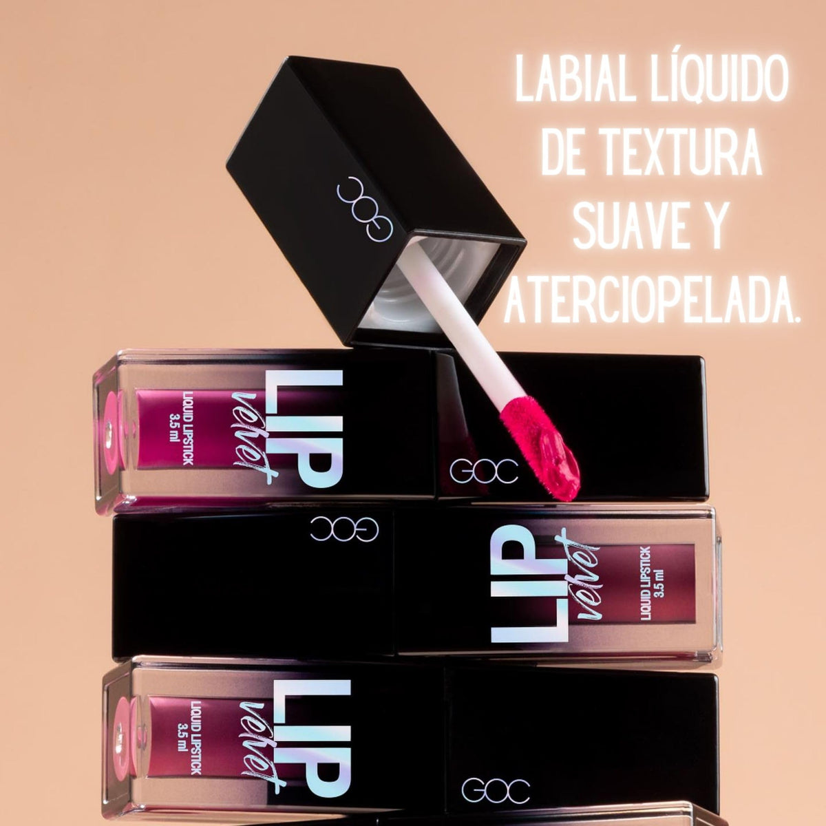GOC Lip Velvet Liquid Lipstick | Labial | Maquillaje | Es de larga duración | Acabado aterciopelado y suave | Color intenso | Permite una fácil y uniforme aplicación | 3.5 ml | Color Crazy | Modelo GLV12
