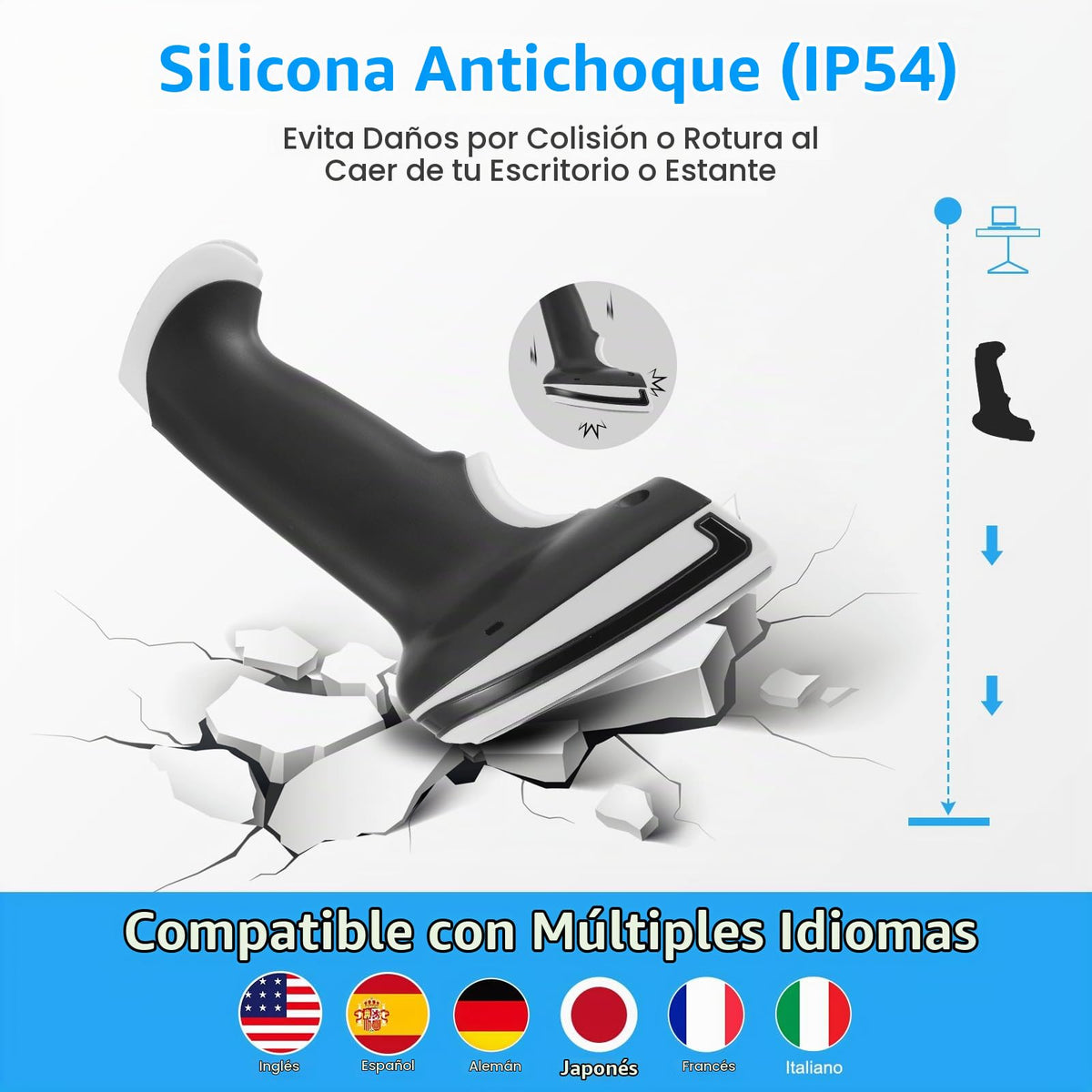 Escáner De Código De Barras Portátil Bluetooth Inalámbrico 1D 2D Con Soporte