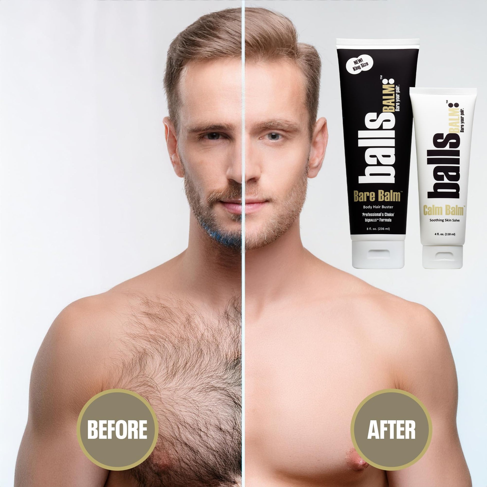 Sistema de Control del Vello Corporal The Bare Pair King Kombo con Guante Exfoliante