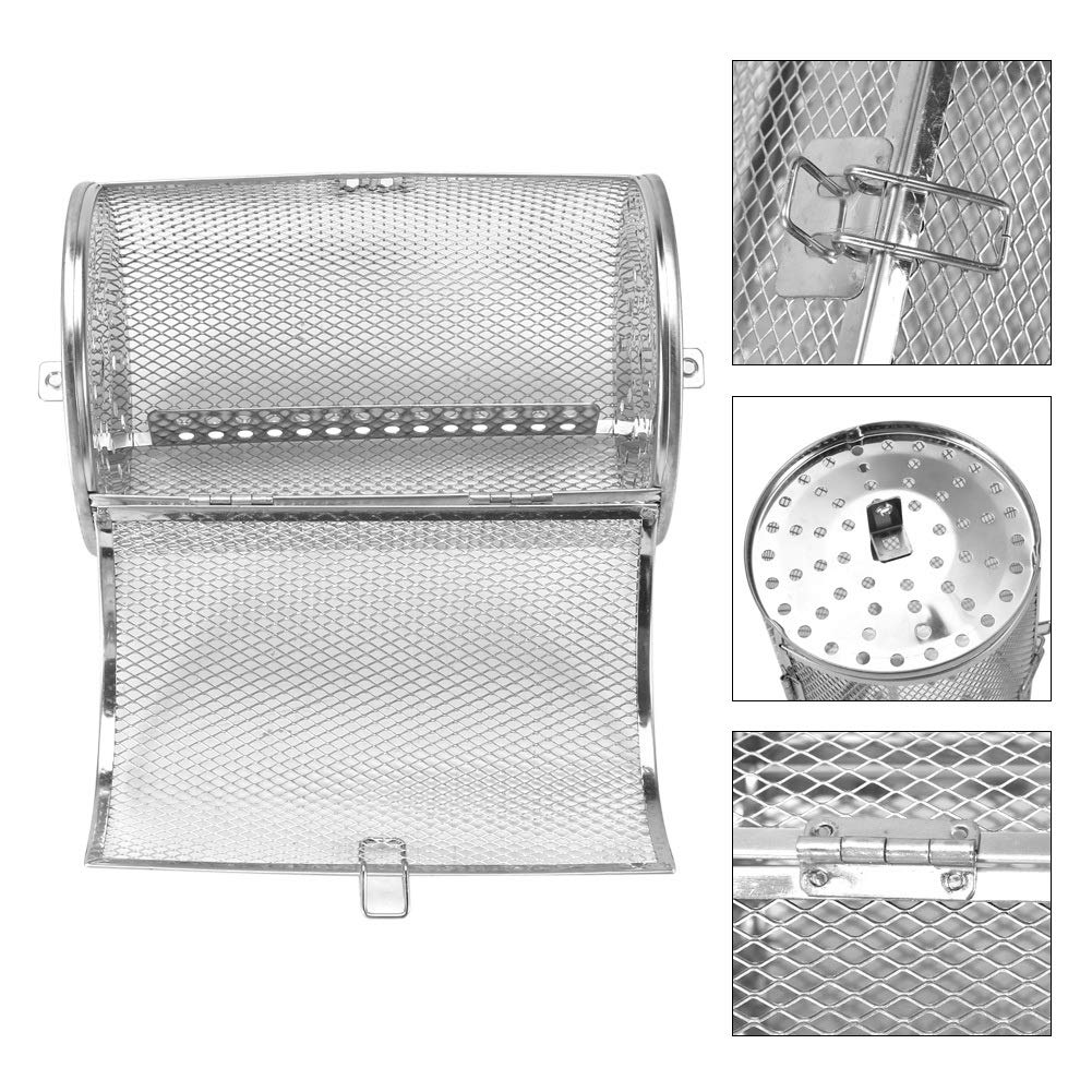LANTRO JS - Cesta de horno de 1 pieza, parrilla de barbacoa de acero inoxidable, cesta de horno de tambor tostador de 12 * 18 cm para frutas secas para hornear