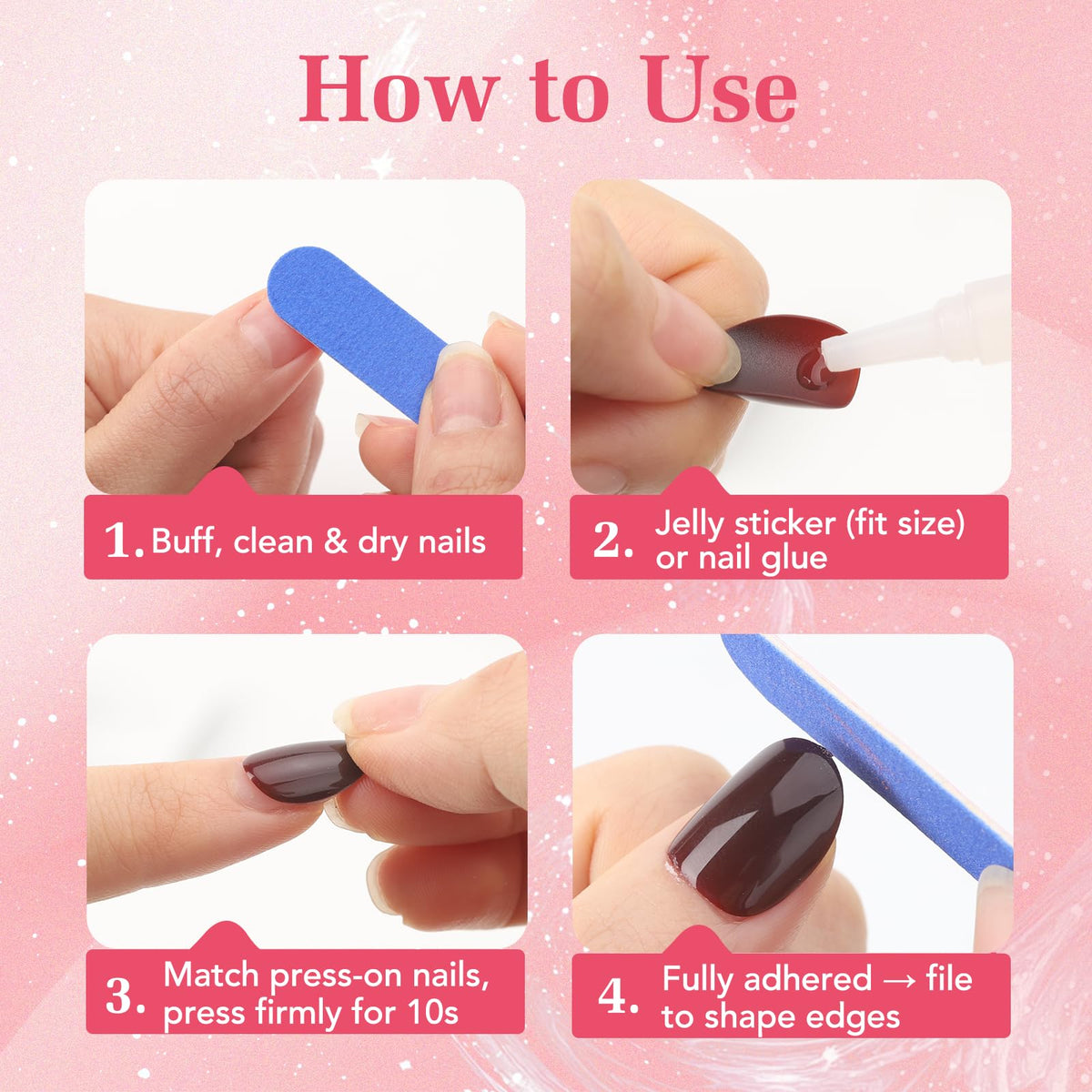 Skiennix Uñas postizas francesas - Forma almendrada mediana puntiaguda, 15 tamaños, 30 piezas de uñas adhesivas de gel suave reutilizables, kit clásico de uñas postizas para mujer.