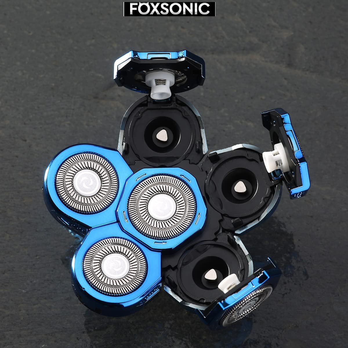FOXSONIC- Cabezales de repuesto para afeitadora de cabeza de 6 hojas azules, cabezales de repuesto para afeitadora de cabeza de 6 hojas, cuchillas de repuesto para afeitadora de cabeza calva