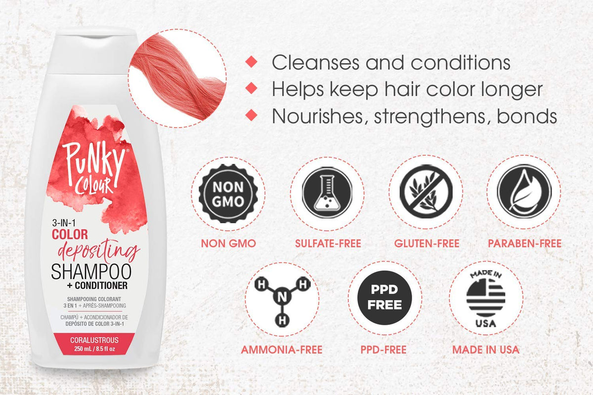 Punky Colour 3 En 1 Shampoo+conditioner Coralustrous 250 Ml