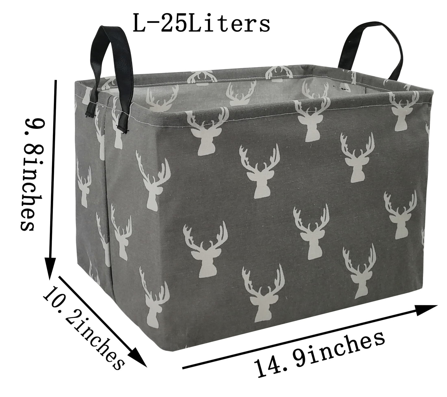 KUNRO cubeta rectangular de juguetes impermeable para guardería, decoración del hogar, clóset, recámara de los niños, lavandería, bebé, regalo, cestas (ciervo gris)