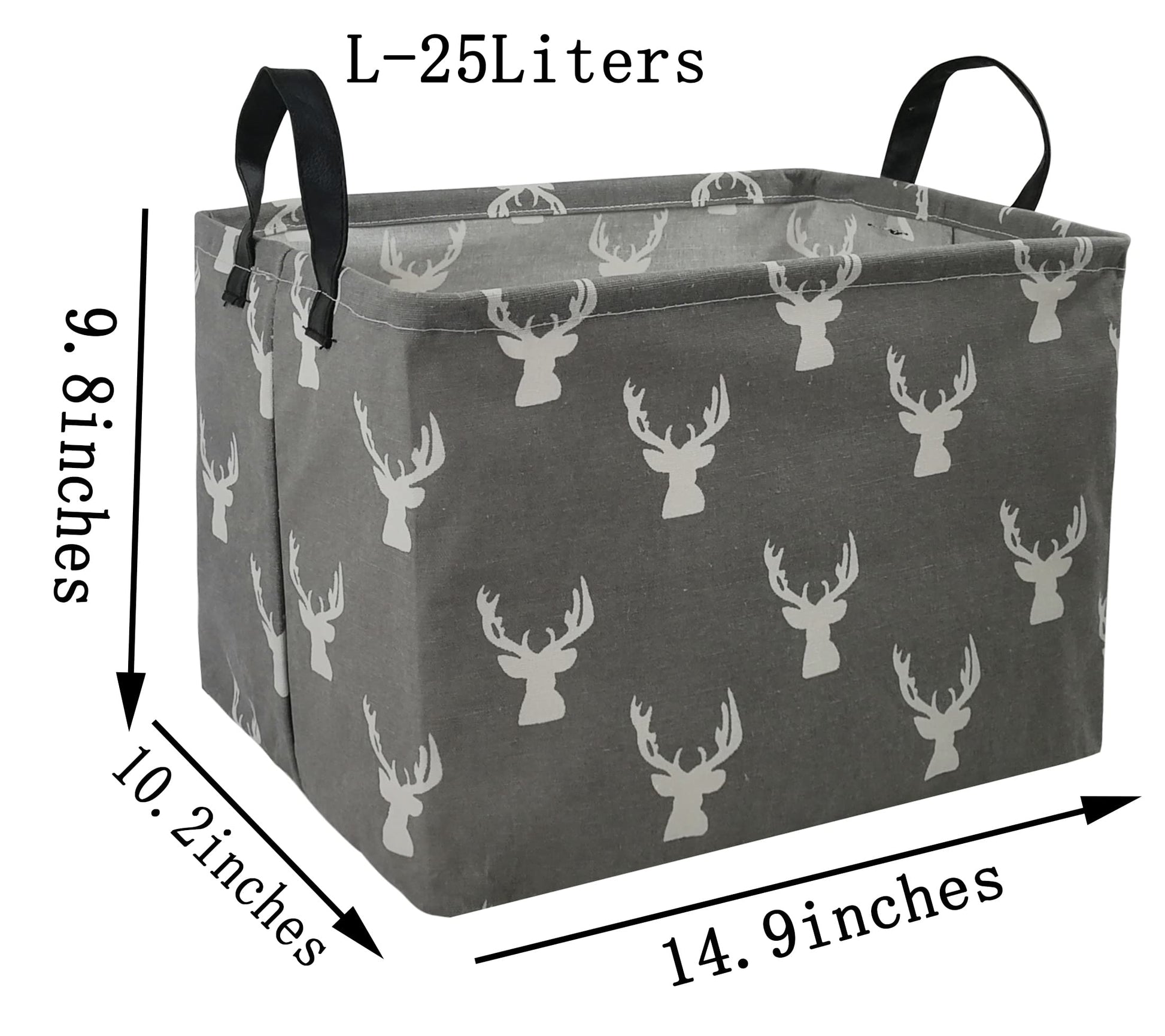 KUNRO cubeta rectangular de juguetes impermeable para guardería, decoración del hogar, clóset, recámara de los niños, lavandería, bebé, regalo, cestas (ciervo gris)