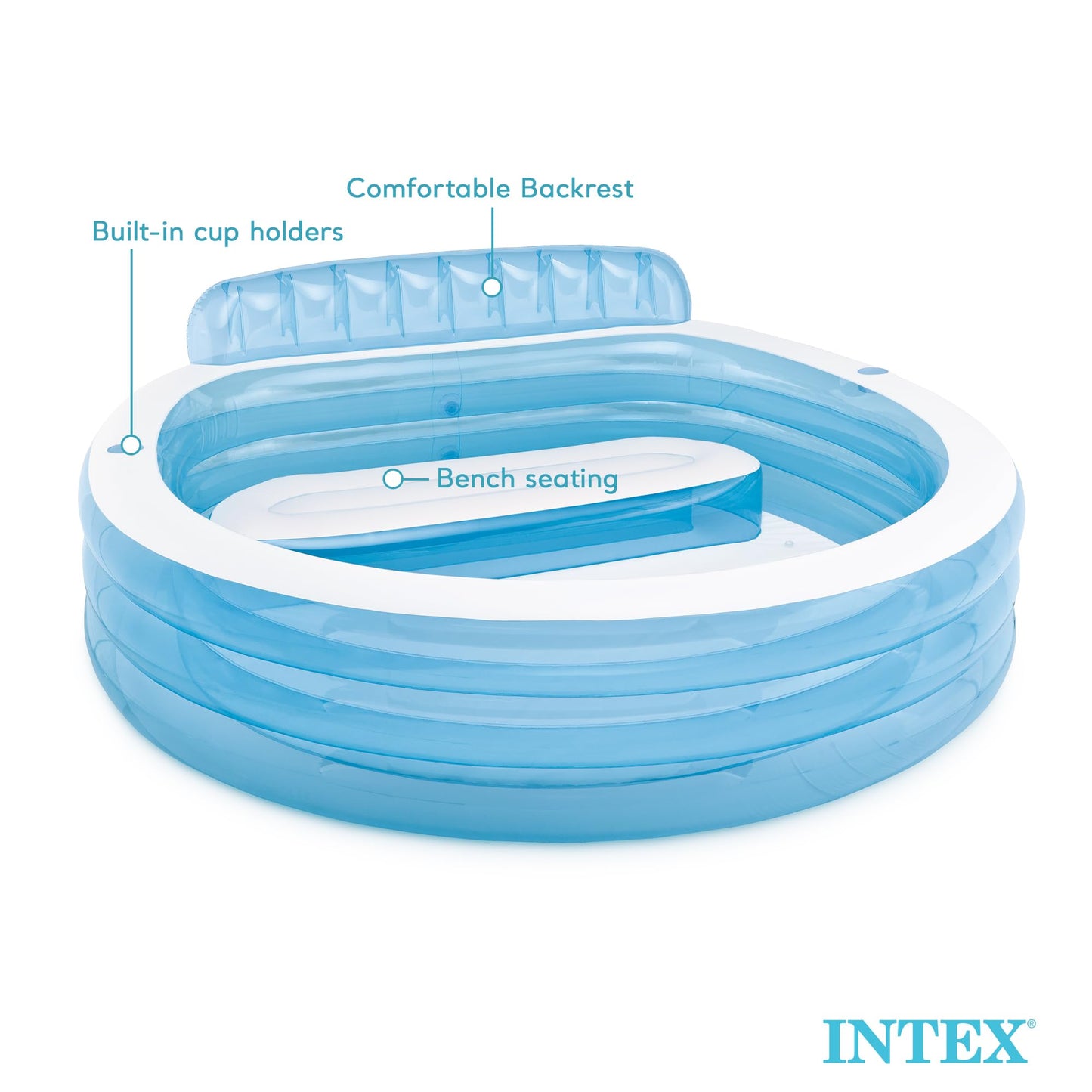 Intex Swim Center™ Inflatable Family Lounge Pool, 88in X 85in X 30in, for Ages 3+