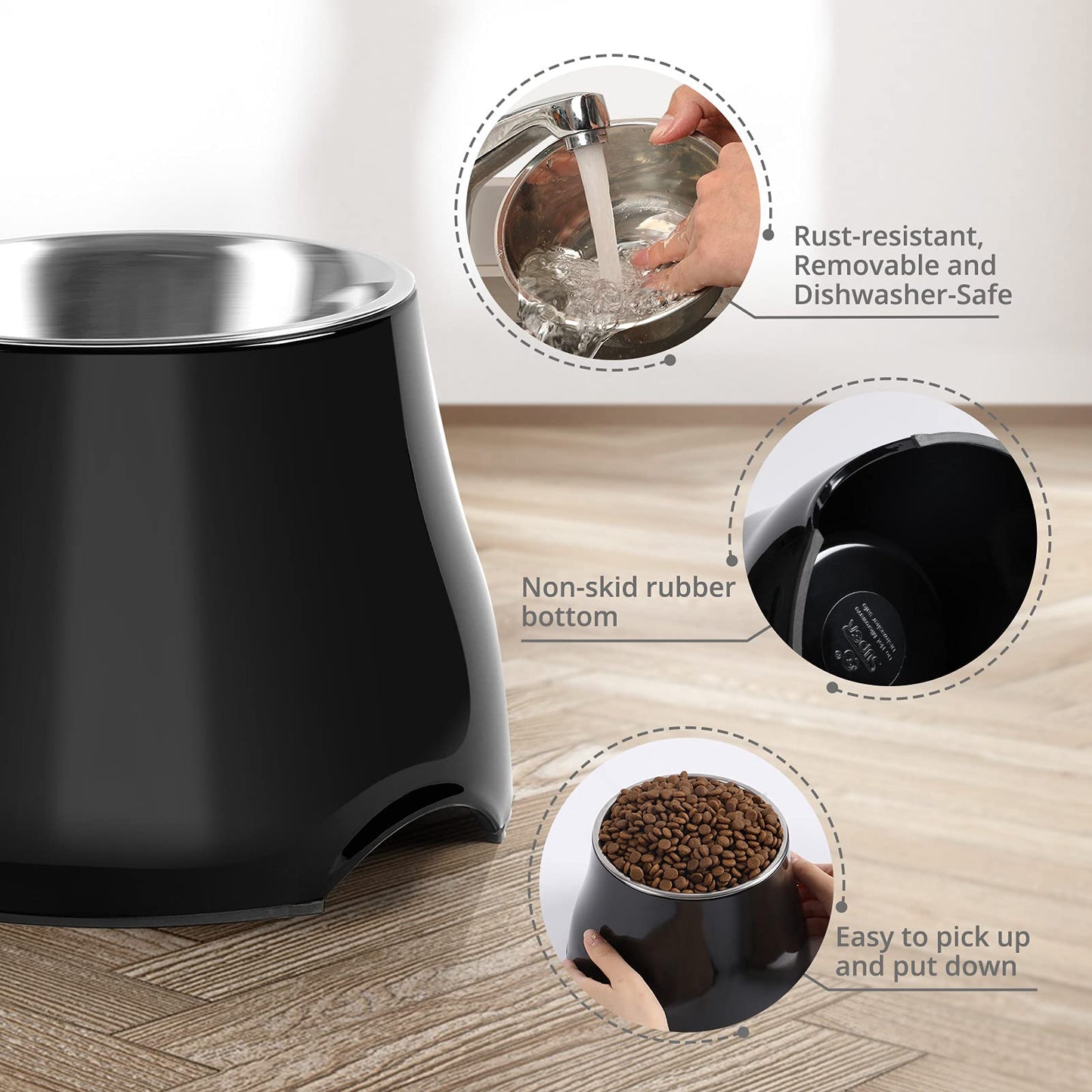 Comederos Elevados para Perro Yoken Coloridos Antideslizantes con Acero Inoxidable para Perros Medianos/Pequeños