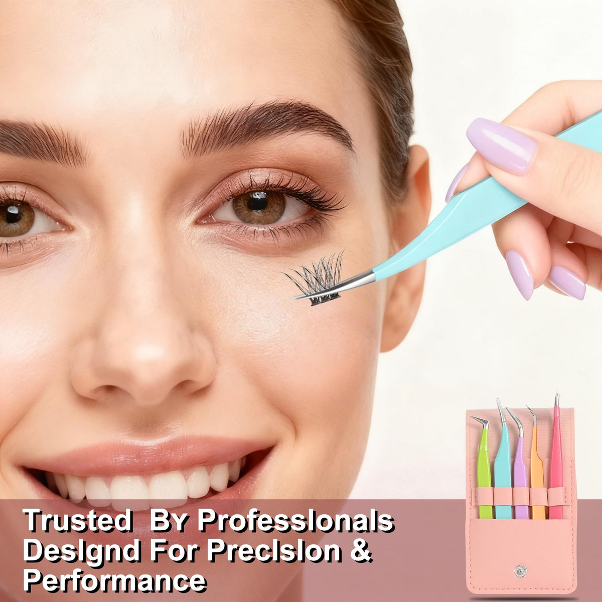 5 pinzas de extensión de pestañas de alta precisión, rectas y curvas para extensiones, pinzas de pestañas para extensiones de pestañas, manualidades, niñas y mujeres principiantes